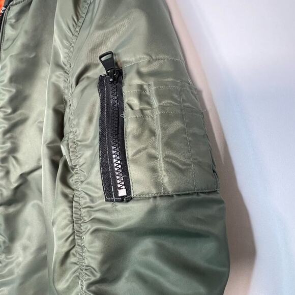 Madden Girl Insulated Bomber Jacket Coat Army Sage Green Orange - Picture 5 of 16